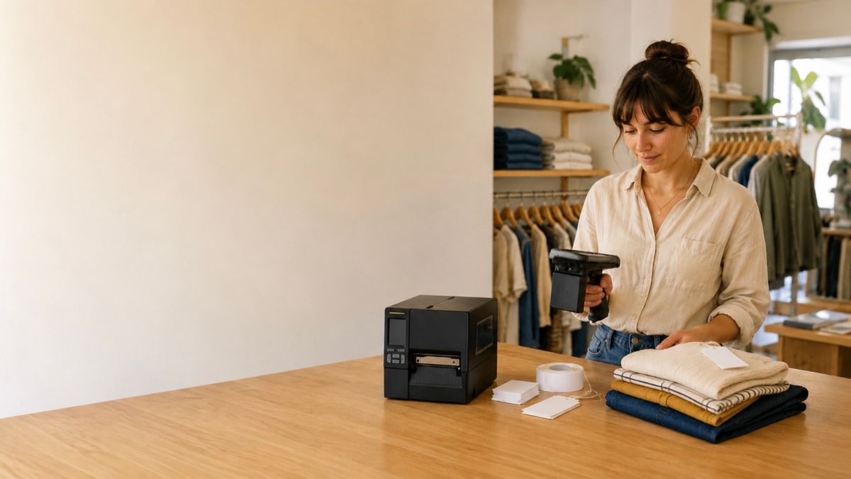 RFID Starter Kit: C8001 handheld reader, C8005 label printer, and RFID labels